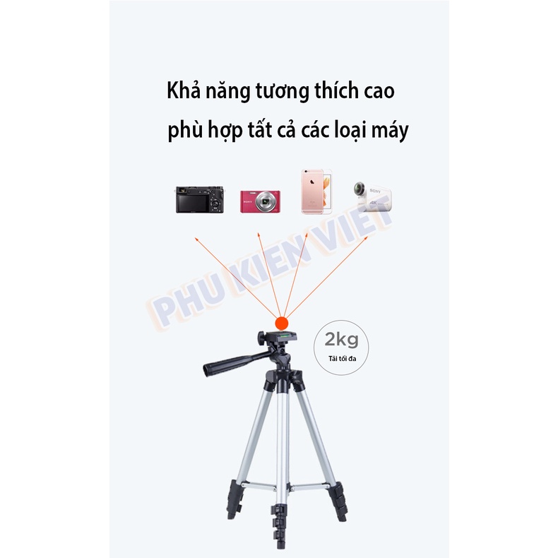 Giá đỡ điện thoại để bàn tripod 3110 3 chân , có tay cầm , tặng kèm đầu kẹp - Orio