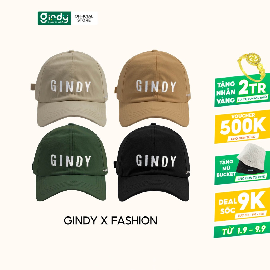 Mũ lưỡi trai nam nữ đẹp thêu chữ GINDY chất liệu kaki nón kết phong cách ulzzang form unisex M004