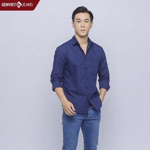 Áo Sơ Mi Dài Tay Nam GENVIET Sơ Mi Trắng Nam Đi Làm Công Sở Basic Hàng Cao Cấp T3121C1323
