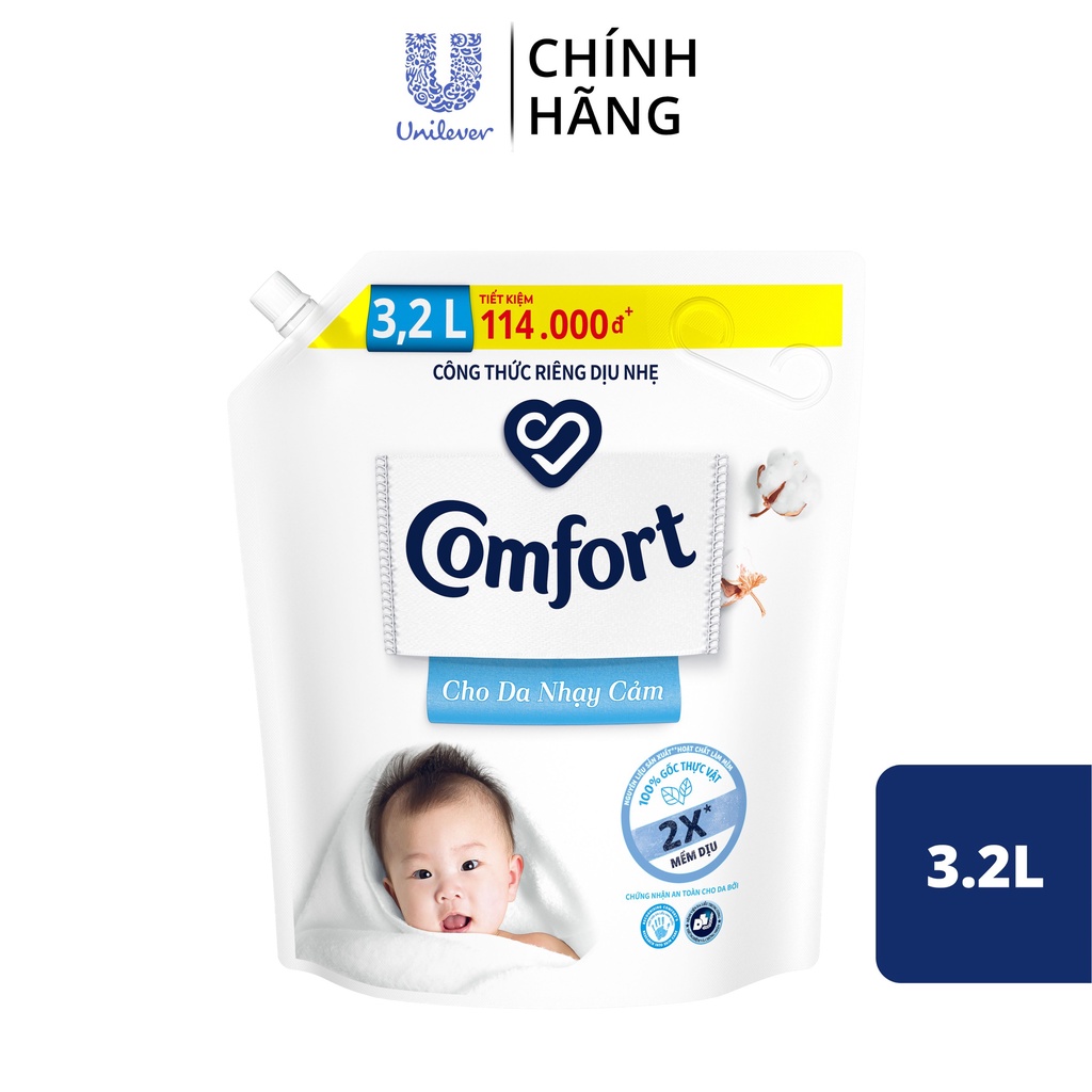 Xả vải Comfort Cho Da Nhạy Cảm 3,2L '' mầu trắng ''