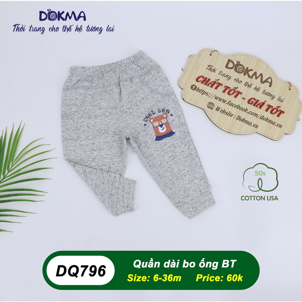DQ796 Quần dài bo ống bé trai Dokma vải cotton mỏng (6-36M)