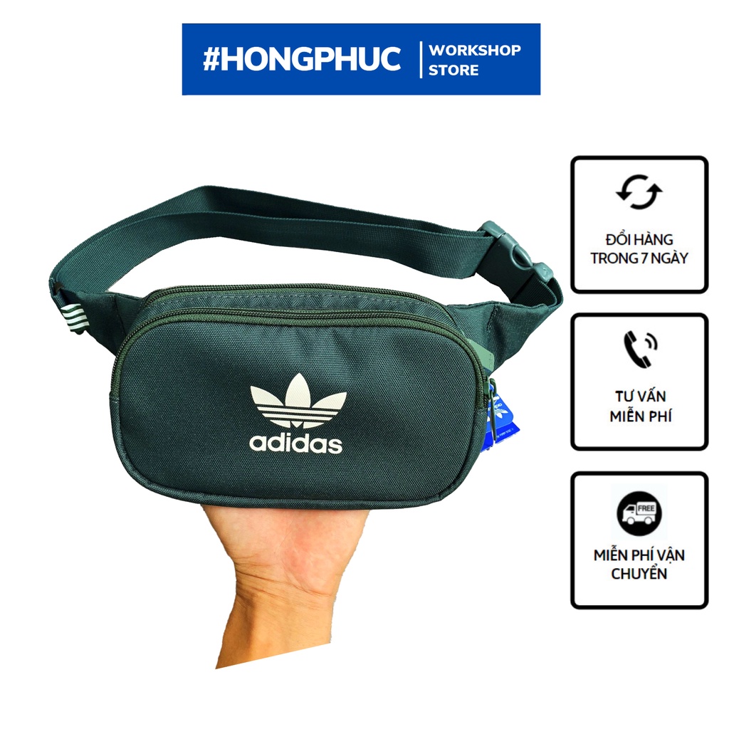 Túi Đeo Chéo DV l Túi Bao Tử Adidas DV Essential Crossbody Bag - Dark Green - Xanh Lá