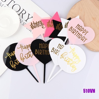 1 Que Cắm Trang Trí Bánh Kem Hình Chữ Happy Birthday Bằng Acrylic