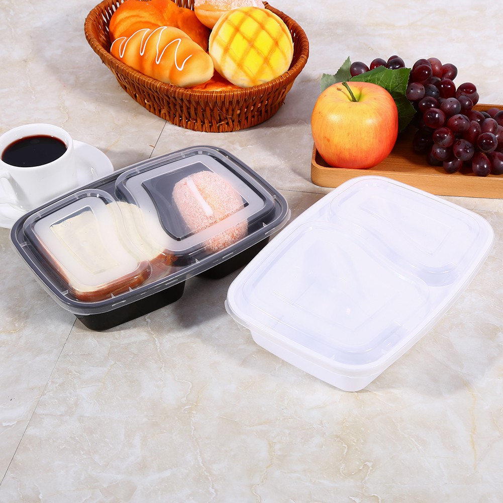10 hộp nhựa đựng cơm 2 ngăn, sử dụng lò vi sóng được