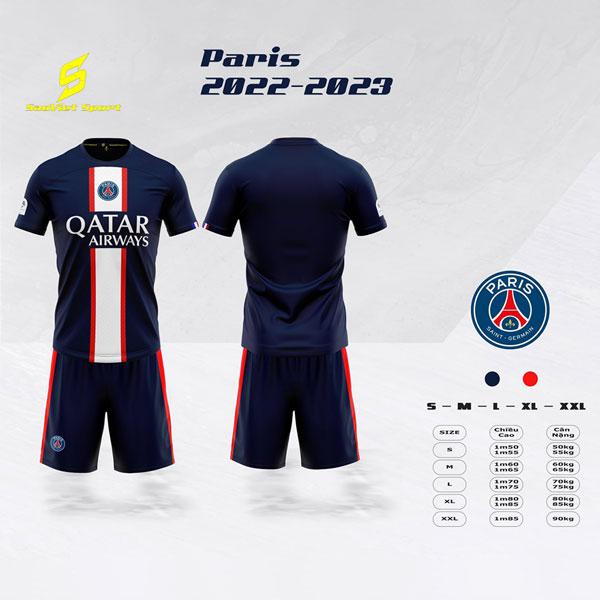 Áo bóng đá PSG - Áo đá banh thun lạnh cao cấp, thấm hút, thoáng mát, bền màu