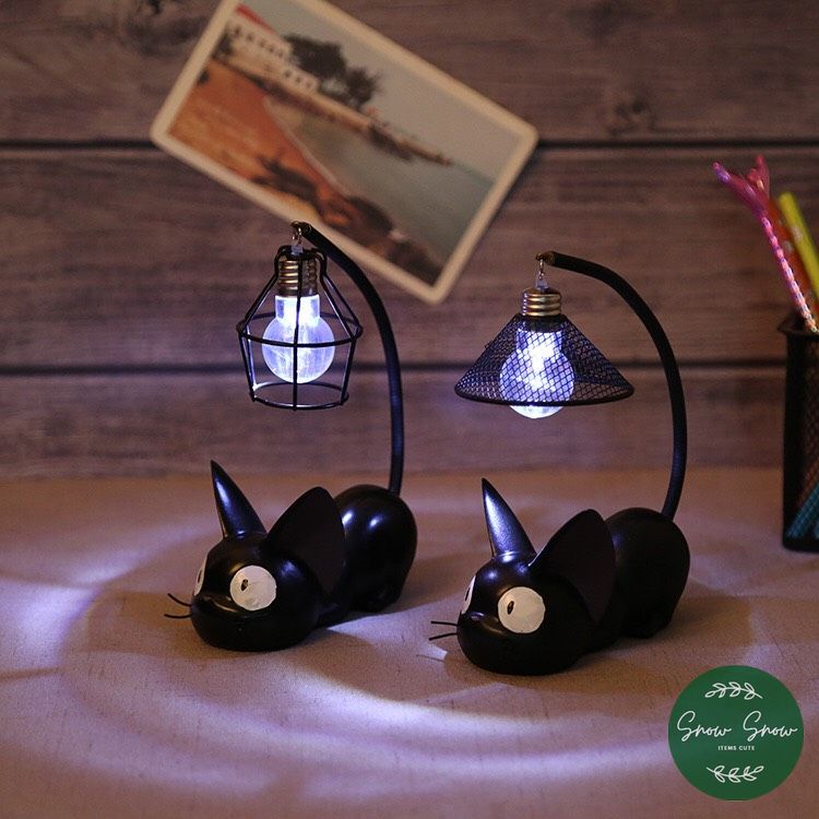 Đèn để bàn trang trí - Đèn led hình Mèo đen Gigi Cat cực chất ánh sáng xanh độc lạ thiết kế nhỏ gọn tiện lợi