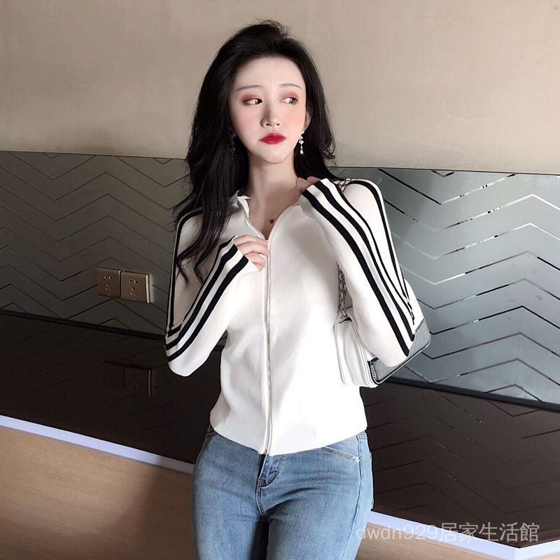 Áo Khoác Cardigan Dệt Kim Tay Dài Dáng Ôm Phối Khóa Kéo Thời Trang Mùa Thu Cho Nữ 2022