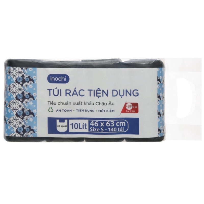 Lô 4 cuộn túi rác có quai INOCHI Soji 10L, 25L, 50L nhựa nguyên sinh không mùi, kháng khuẩn