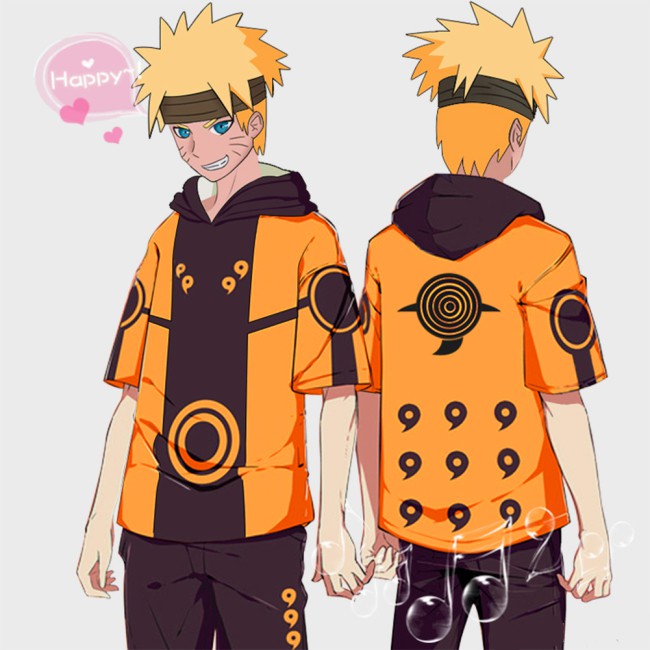 Áo Hoodie Unisex Tay Ngắn In Hình Naruto 3d Thời Trang