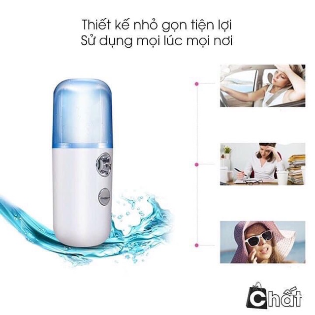 Máy phun sương mini xông hơi mặt da đẹp tích tắc sau khi dùng, thiết kế nhỏ gọn dễ dàng mang theo đi chơi du lịch