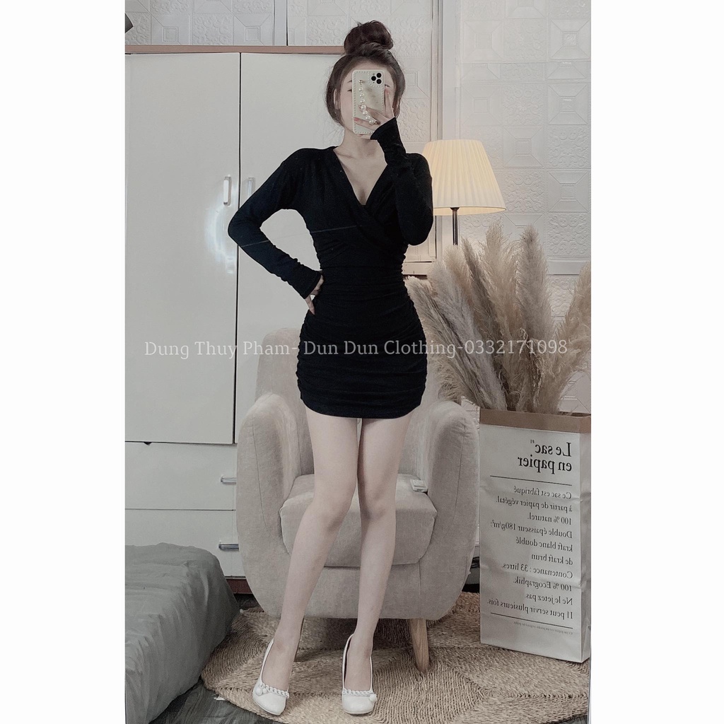 Váy chéo ngực dài tay