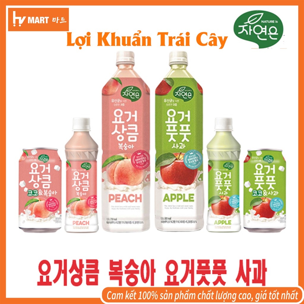 Nước Trái Cây Lợi Khuẩn Woongjin Hàn Quốc Vị Đào,Táo, Thơm - Cung Cấp Vitamin, Tăng Sức Đề Kháng