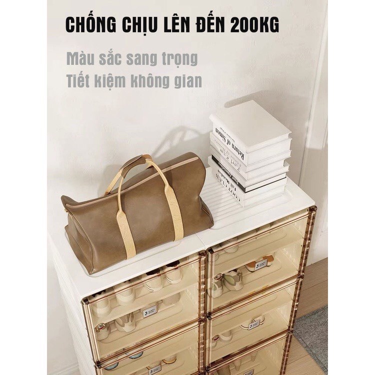 Tủ giày nhựa Mayibox nhựa cứng lắp ghép dễ dàng, Hộp đựng giày dép gấp gọn trong suốt siêu bền mã SC2-D6A