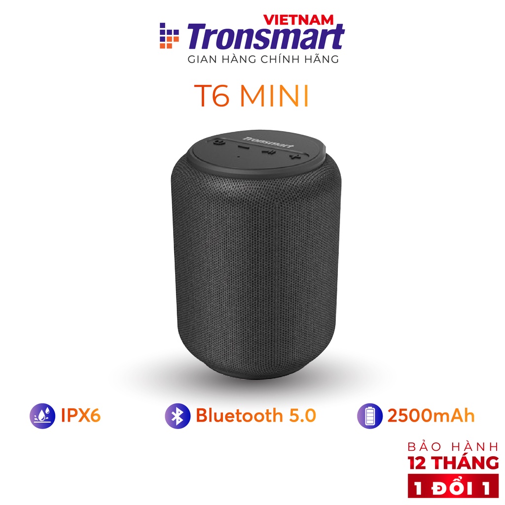 Loa Bluetooth 5.0 Tronsmart Element T6 Mini Chống nước IPX6 Công suất 15W - Hàng chính hãng - Bảo hành 12 tháng 1 đổi 1