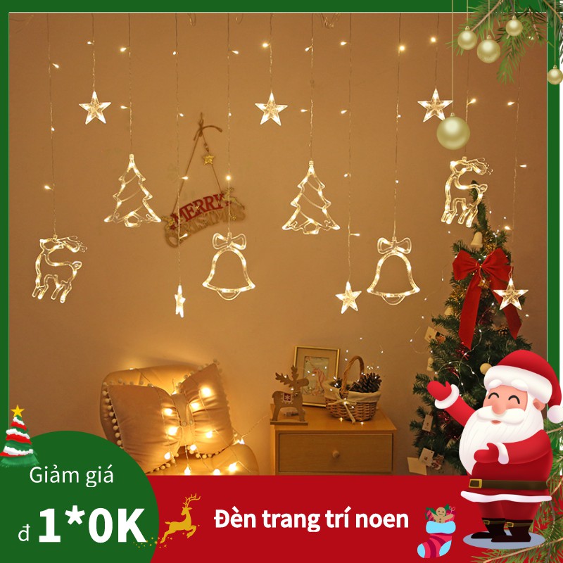 Dây Đèn LED Trang Trí Giáng Sinh ( Noel ) , Lễ Tết , Dây Đèn Chớp Nháy Hình Cây Thông/ Chuông Trang Trí/ Tuần Lộc