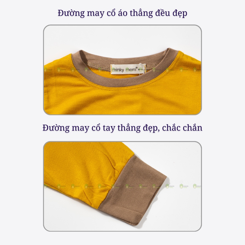 Bộ Dài Tay Cho Bé Trai, Bé Gái Vải Thun Lạnh Minky Mom Hoạ Tiết Gấu Trúc Dễ Thương, Đồ Bộ Mặc Nhà Cho Bé MKMTD2218