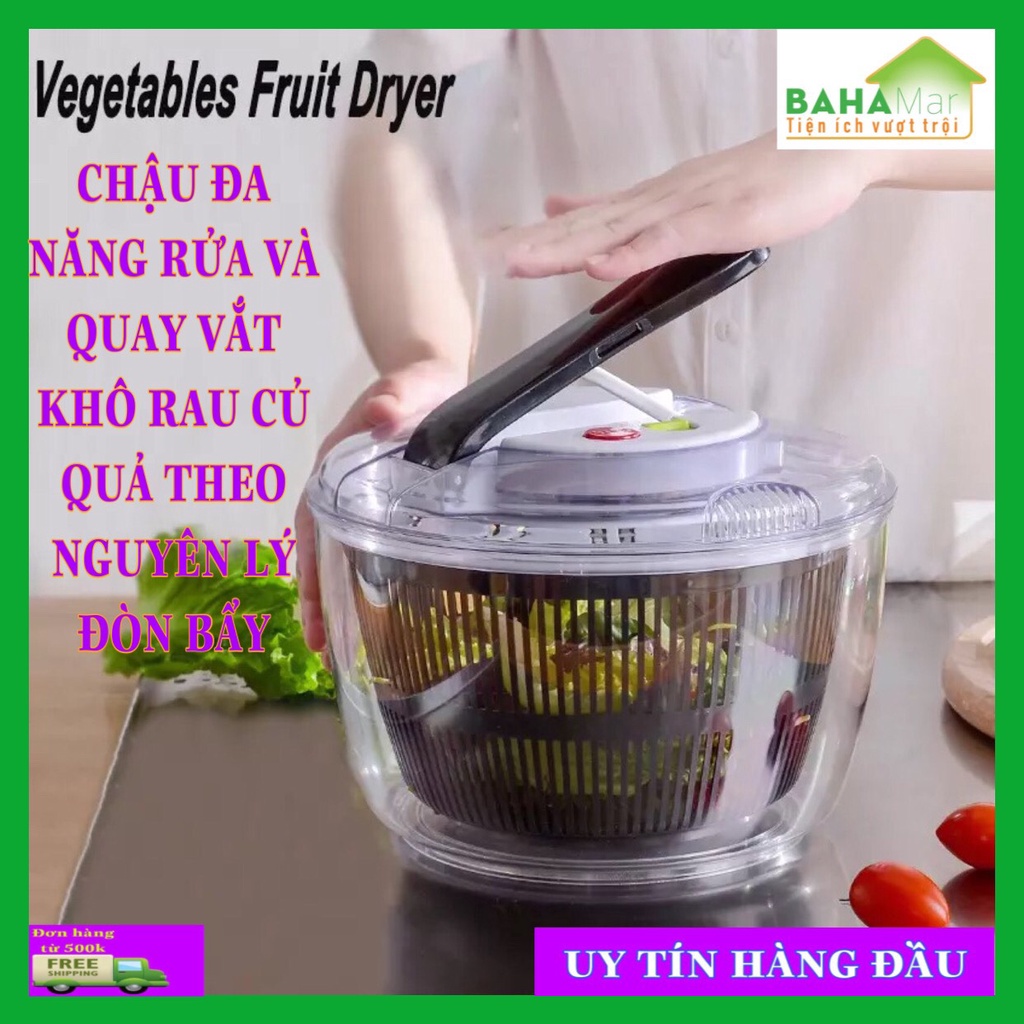CHẬU ĐA NĂNG RỬA VÀ QUAY VẮT KHÔ RAU CỦ QUẢ THEO NGUYÊN LÝ ĐÒN BẨY "BAHAMAR có thể xoay nhiều món salad và rau