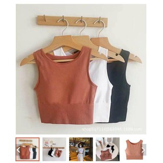 Áo croptop 3 lỗ chất cotton đẹp có mút ngực