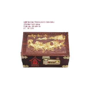 Hộp đựng trang sức, con dấu dát vàng nhỏ “Mã đáo thành công” gỗ cẩm lai