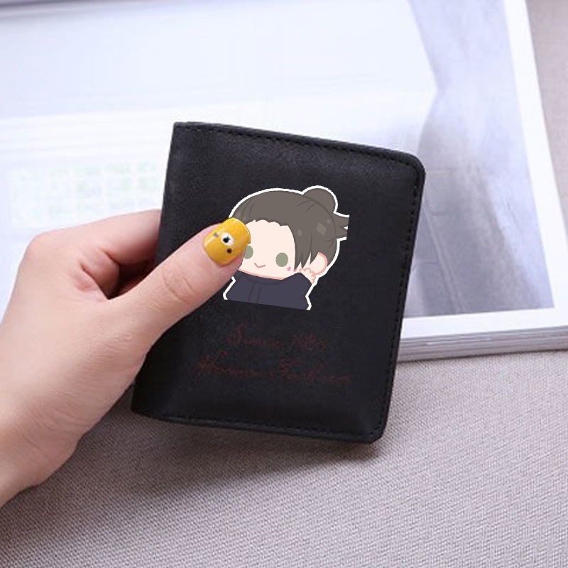 Ví ngắn đen cầm tay IN HÌNH JUJUTSU KAISEN VER TẬP THỂ DỤC đựng vật dụng nhỏ anime chibi