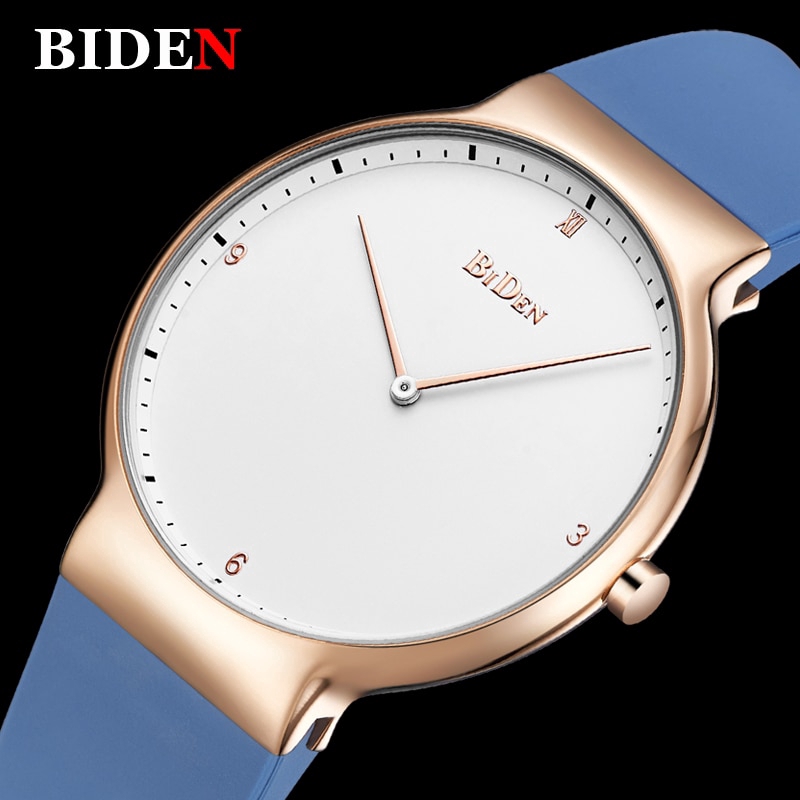 BIDEN 2019 Simple Style Fashion Quartz Watch Men Women Rubber Ultra-thin Sport Wristwatch Low Price