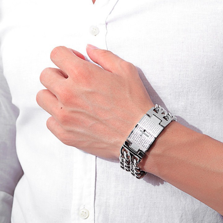 Lắc Tay Nam Dây Xích Bản To Titan Không Đen TT 1936