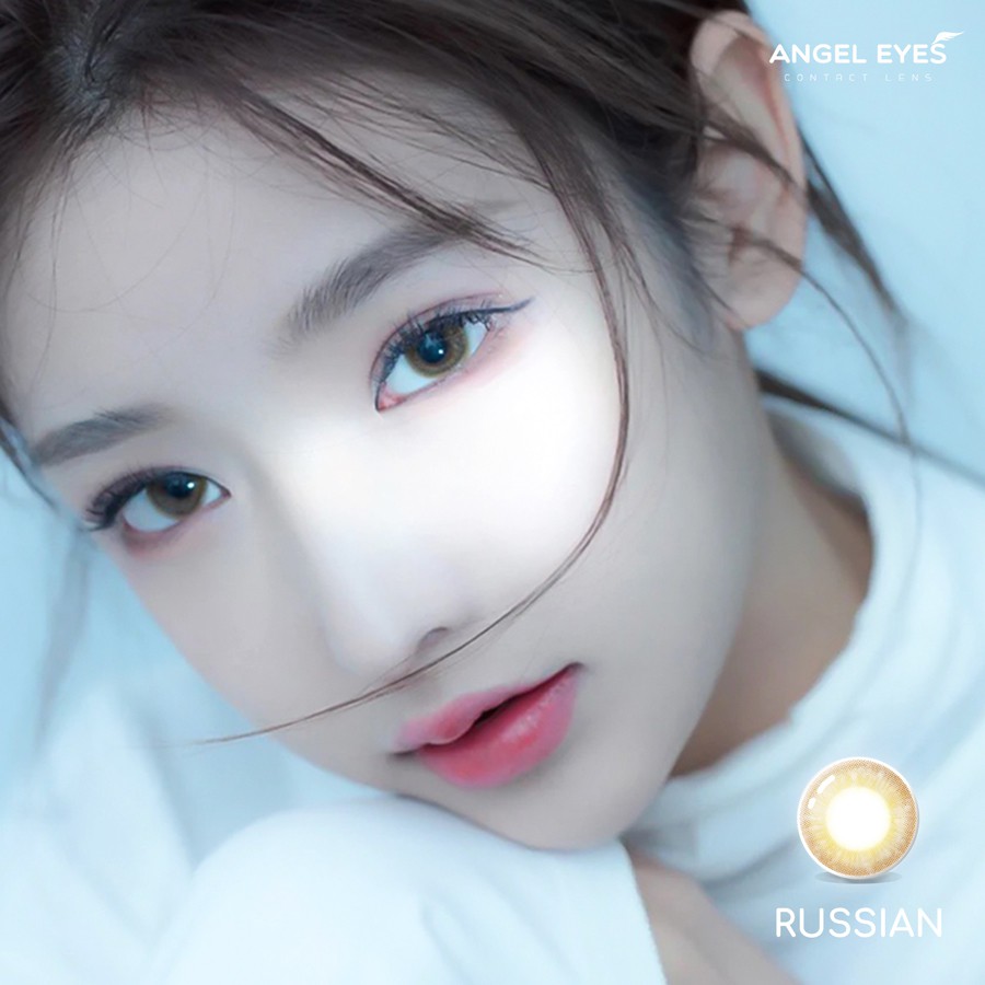 [MÀU ĐẸP NHẤT] Kính áp tròng Angel Eyes RUSSIAN - Lens nâu tây Silicone Hydrogel - Đường kính 14.0 - Độ cận 0-6