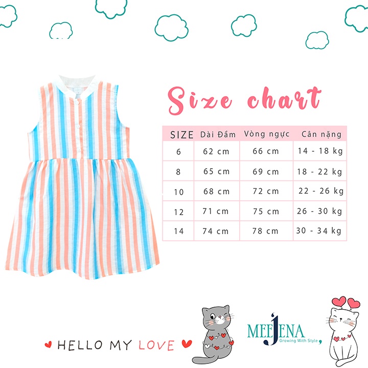 Váy Bé Gái Sát Nách Vải Kate Sọc 14 - 34 kg MEEJENA - 2565