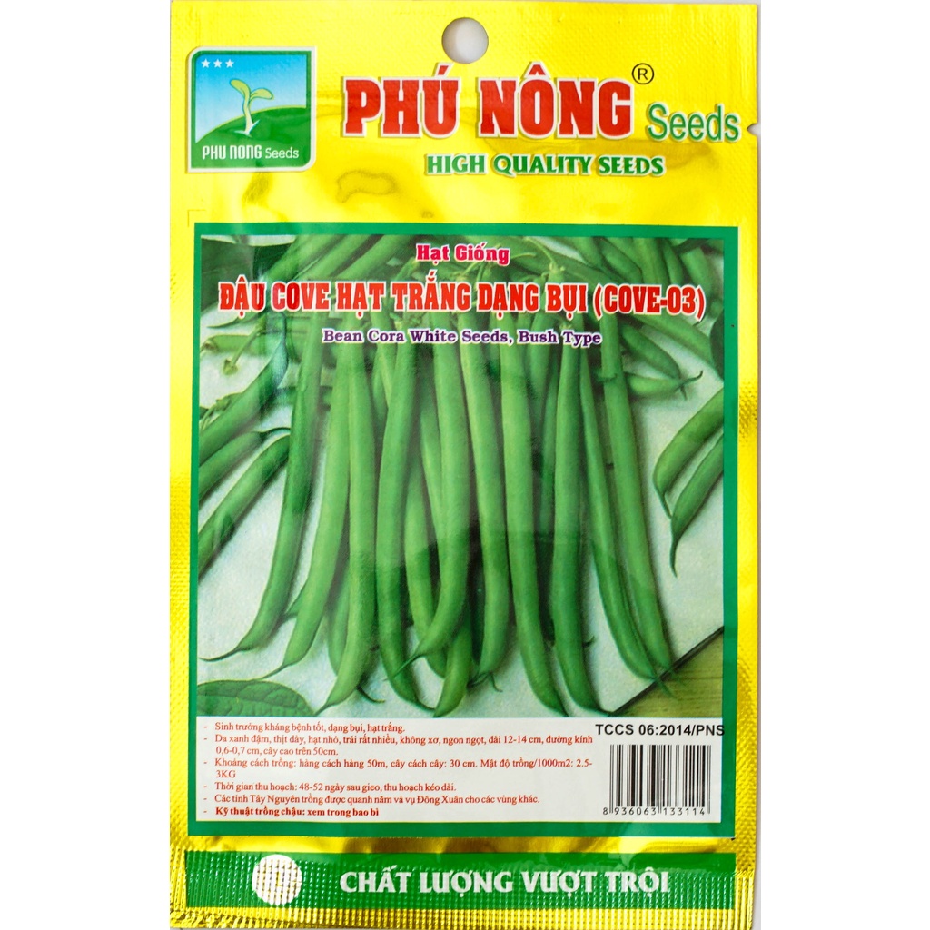 Hạt Giống Đậu Cove Bụi Lùn Xanh Phú Nông Dễ Trồng Cho Hiệu Quả Cao- Gói 10gr (HPN-023)