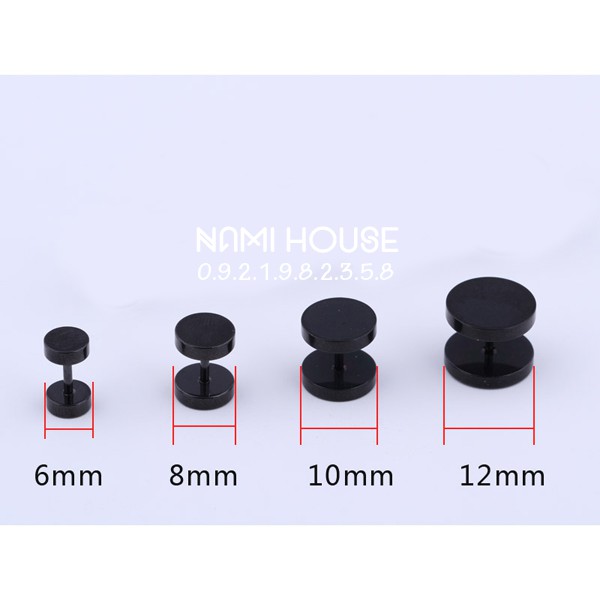 Bông tai nam nữ titan cục tạ đen loại hàng tốt bóng láng không sứt mẻ style hàn quốc - namimi house