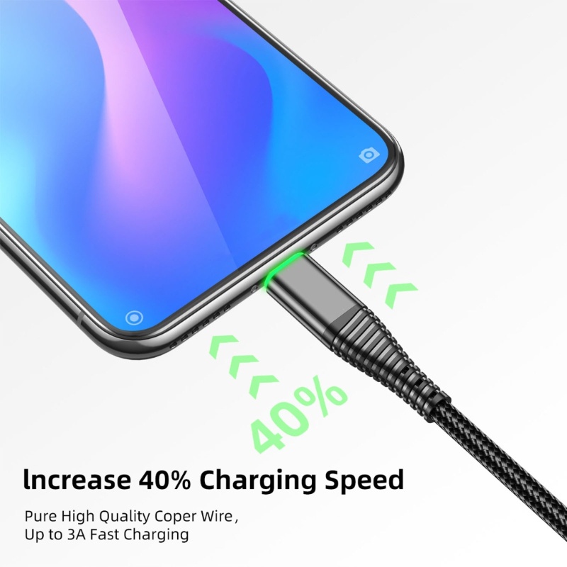 Cáp SạC Nhanh 3A USB LoạI C ĐèN LED Cho ĐiệN ThoạI