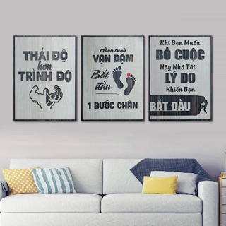 [Giá Xả Kho] Combo 3 tấm tranh treo tường Gỗ tạo động lực học tập và làm việc