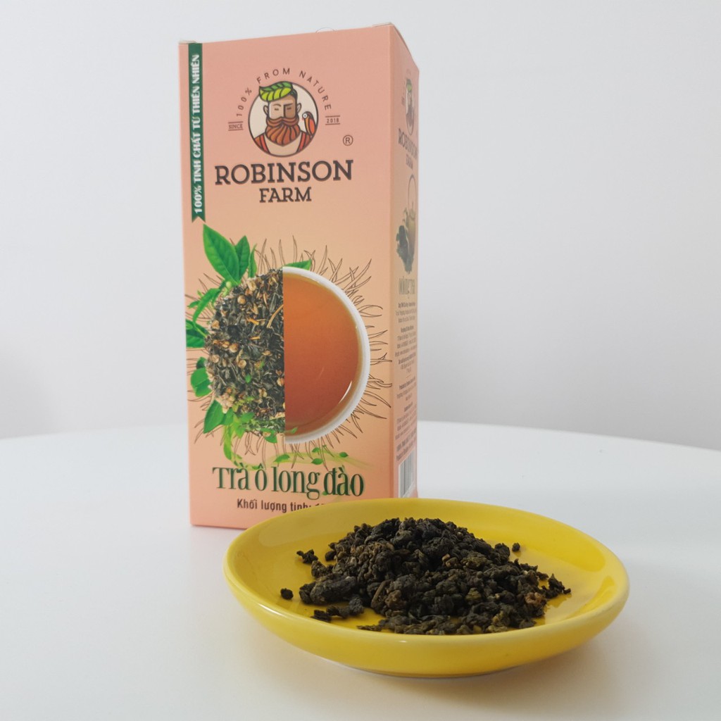 Trà Pha Ấm Oolong Đào Robinson Farm 150gr 100% lá trà tươi nguyên chất chọn lọc - Thơm ngon đậm vị - Chất lượng hảo hạng