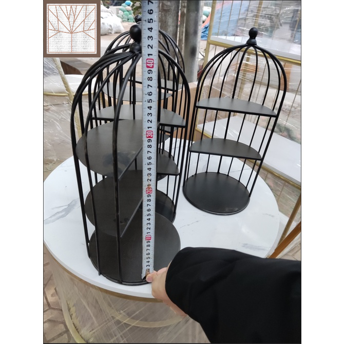 Kệ để mỹ phẩm, đồ trang điểm lồng chim 3 tầng kim loại