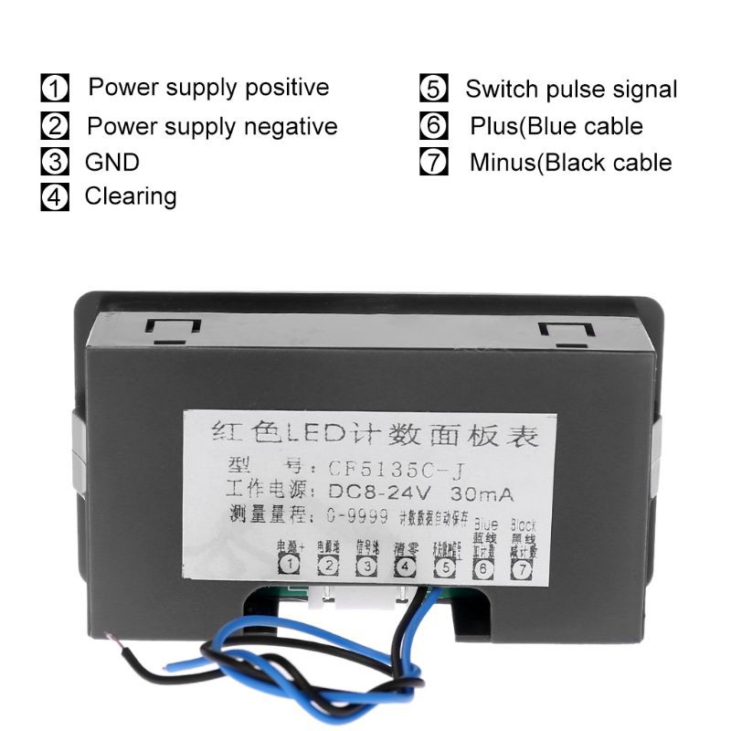 ♪UTA♫Digital Counter DC LED 4 Digit 0-9999 Up/Down  Panel Counter Meter