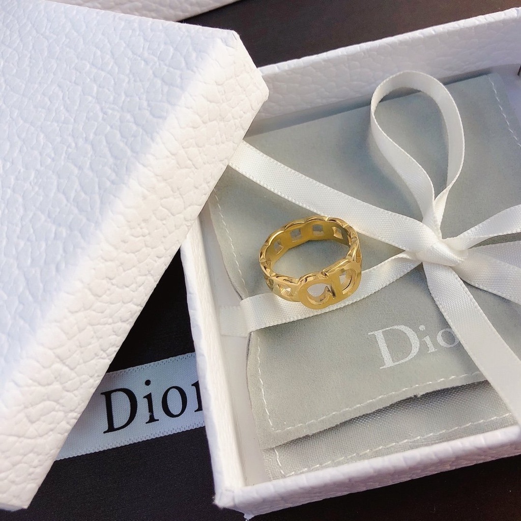 Nhẫn đeo tay Dior mạ vàng/bạc 925 thiết kế đơn giản phong cách Hàn Quốc thời trang cho nữ