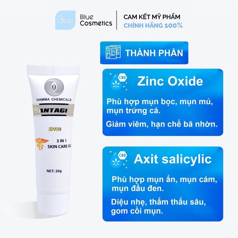 Combo Sữa Rửa Mặt và Kem Mụn SANTAGIFT 80g và 20g
