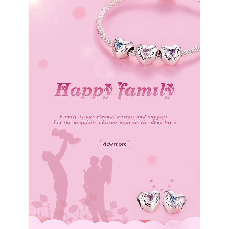 Hạt charm BAMOER Bạc 925 dùng làm vòng đeo tay tùy chọn màu sắc