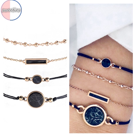 Bộ 4 vòng đeo tay phong cách Bohemian retro cá tính thanh lịch