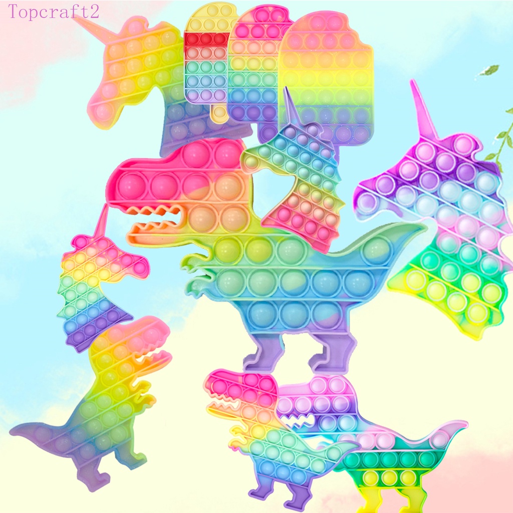 Pop It Tiktok Push Pop Fidget Toy Rainbow Color Finger Pressure Bubble Sensory Toys đồ chơi Bóp bong bóng thư giãn xả stress Đồ Chơi Giảm Căng Thẳng Cho Người Lớn