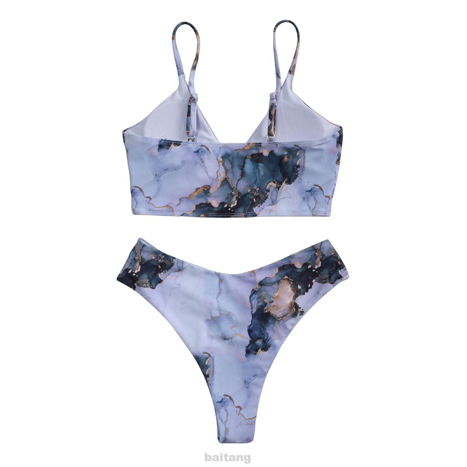 Bikini Thể Thao Lưng Cao Hoạ Tiết Đá Cẩm Thạch | BigBuy360 - bigbuy360.vn