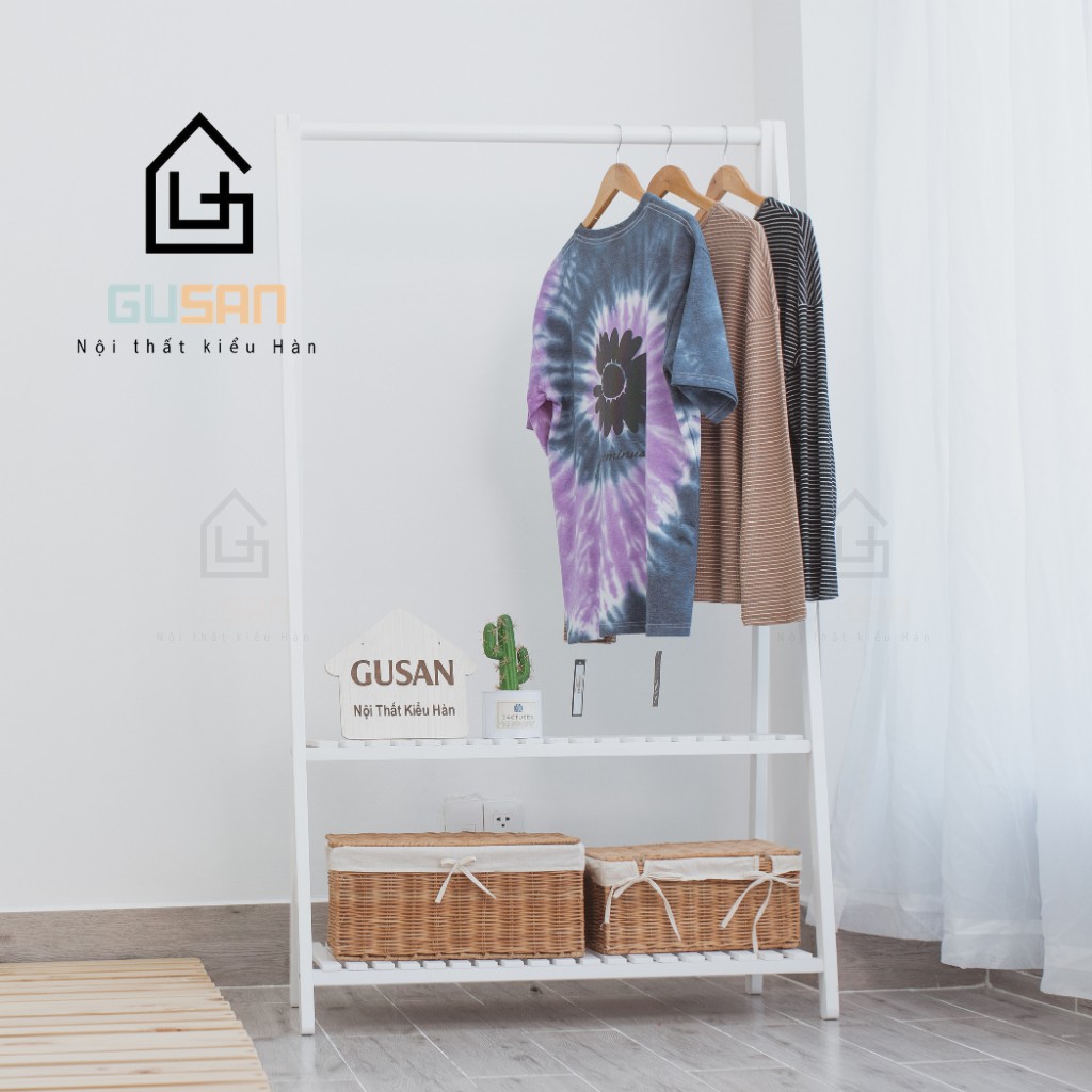 Giá Treo Quần Áo 2 tầng thông minh chữ A bằng gỗ màu trắngGUSAN không gắn tường phù hợp shop thời trang phong cách Hàn