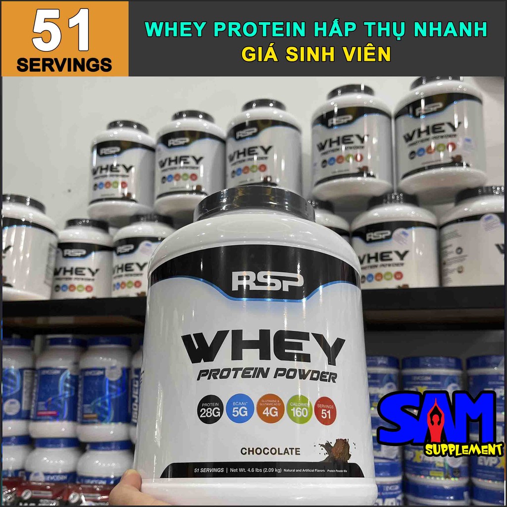 RSP Whey Protein Powder hấp thụ nhanh 28g protein/liều dùng, siêu tăng cơ - Giá sinh viên - Tem nhãn BBT, THOL