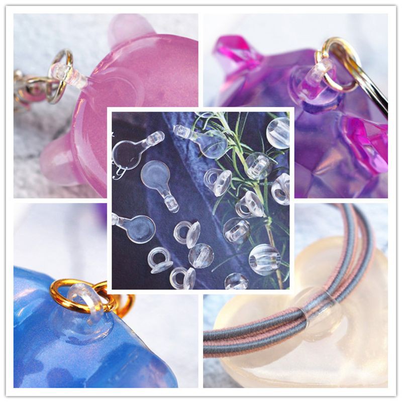 Set 10 cái ghim cài móc khóa bằng nhựa trong suốt