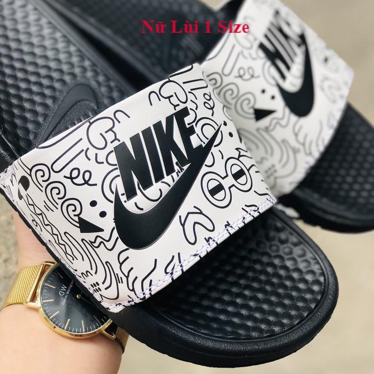 Dép unisex 𝐍𝐈𝐊𝐄 ❤️FREESHIP + Hộp❤️ dép quai ngang thể thao nam nữ mk in 𝐍𝐈𝐊𝐄-𝐁𝐚𝐧𝐚𝐬𝐬𝐢 Hoạt hình Đen TRắng