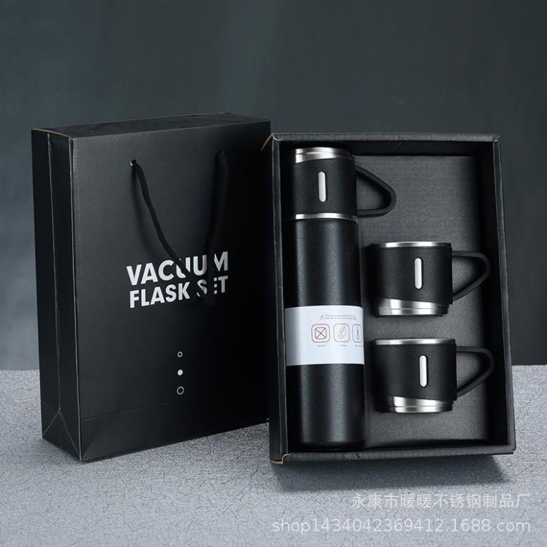 Bộ Bình Giữ Nhiệt + 2 Ly Cách Nhiệt Vacuum Flask 500ml Inox Cao Cấp full box