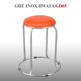 Ghế đẩu inox 280 chân vòng mặt simili GD05