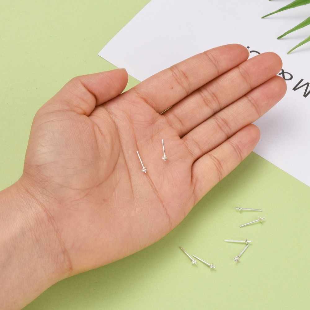 1~5 Đôi Bông Tai Bạc sterling 12.5x3mm: 0.3mm