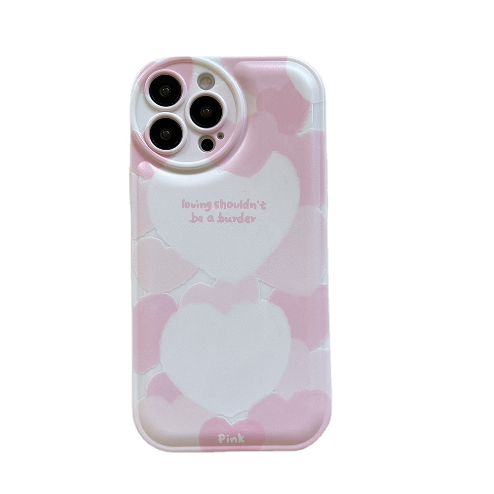 ốp iphone Trái tim màu hồng TPu Silicone Case Điện thoại iPhone 11 Pro Max X Xr Xs 7 8 14 Plus Se 2020 12 pro max 13 mini