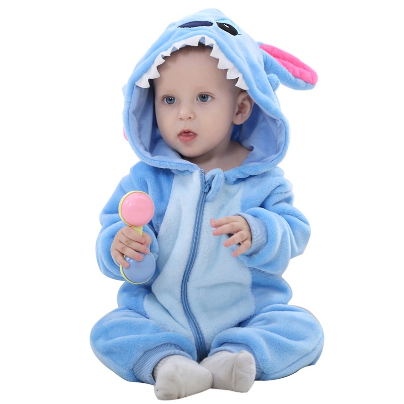Bộ Áo Liền Quần In Hình Động Vật Dễ Thương Cho Bé